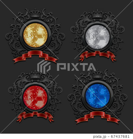 Set of with glossy hearts. Coat of arms. Vector illustration. 67437681
