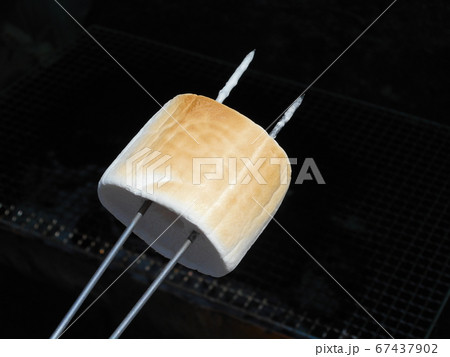 バーベキューの焼きマシュマロ バーベキューの焼きマシュマロ 67437902