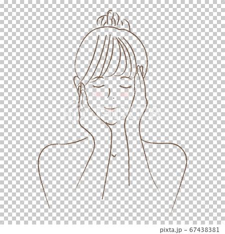 A woman who puts her hand on her cheek and closes her eyes A woman who puts her hand on her cheek and closes her eyes 67438381