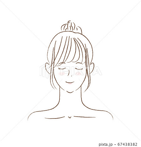 目を閉じる女性 線画のイラスト素材 6743