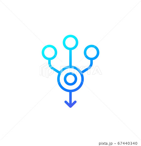 consolidate or merge line icon on white 67440340