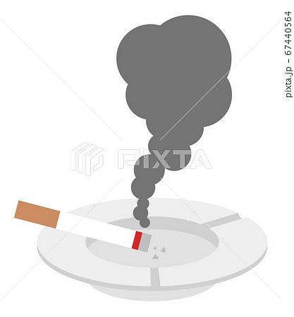 灰皿に置かれた煙草の副流煙のイラスト素材