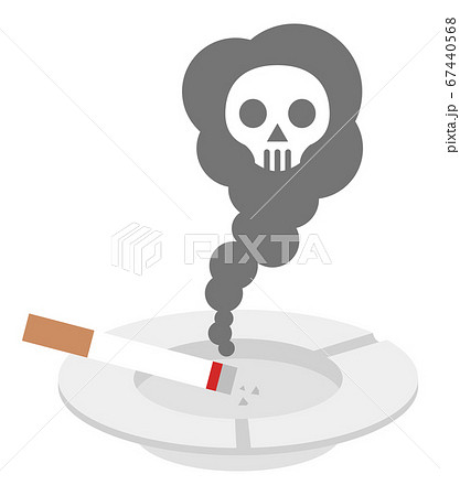 煙草とドクロマークの副流煙のイラスト素材