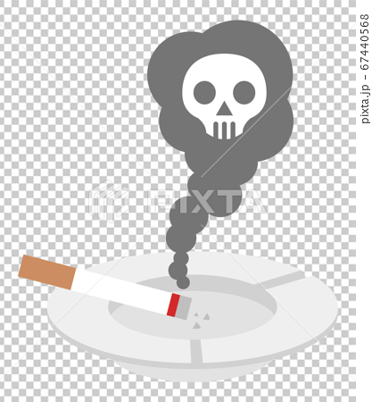 煙草とドクロマークの副流煙のイラスト素材