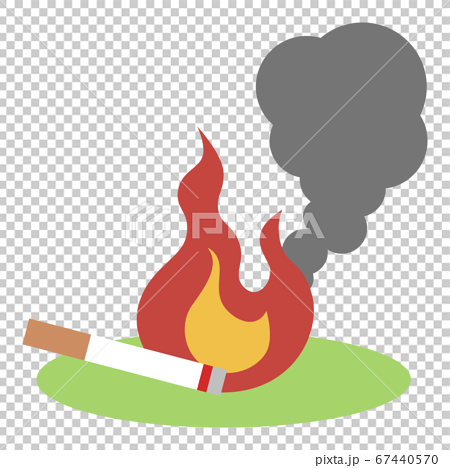 煙草のポイ捨てによる火災のイラスト素材