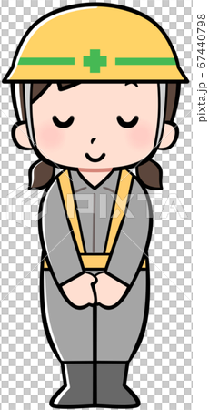 作業員の女の子 お辞儀 のイラスト素材