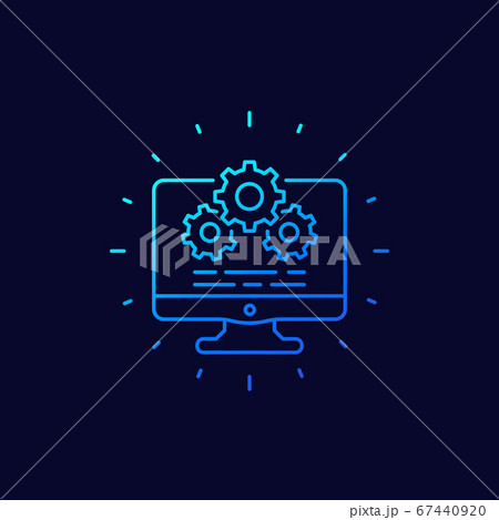 computer and gears icon 67440920