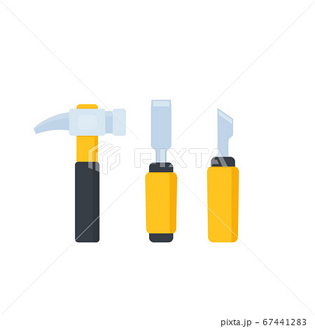 hammer, chisel and cutter, vector icons hammer, chisel and cutter, vector icons 67441283