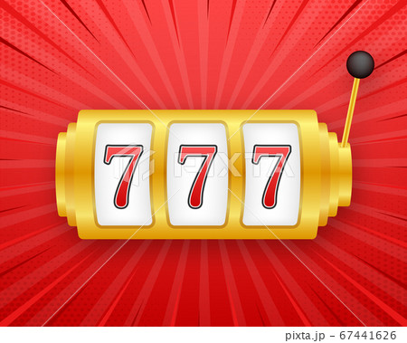 Retro banner for game background design. Winner banner. Slot machine with lucky sevens jackpot. Vector stock illustration. 67441626