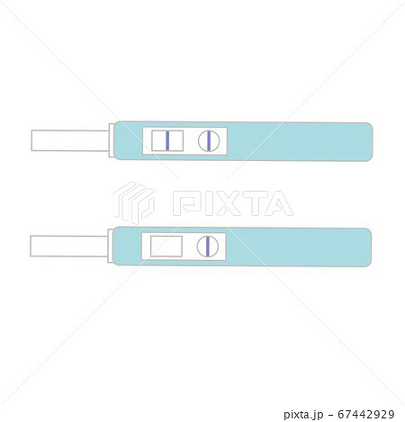 妊娠検査薬 2本 陽性と陰性のイラスト素材