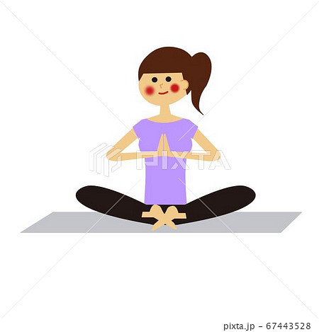 ヨガをする女性 座りポーズのイラスト素材 ヨガをする女性 座りポーズのイラスト素材