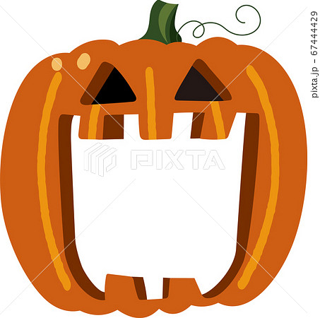 オレンジ色のおばけかぼちゃの顔ハメイラストのイラスト素材