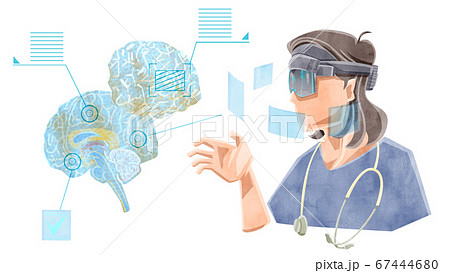 VR MRを使った最新医療技術イラスト VR MRを使った最新医療技術イラスト 67444680