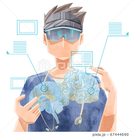 VR MRを使った最新医療技術イラスト VR MRを使った最新医療技術イラスト 67444690