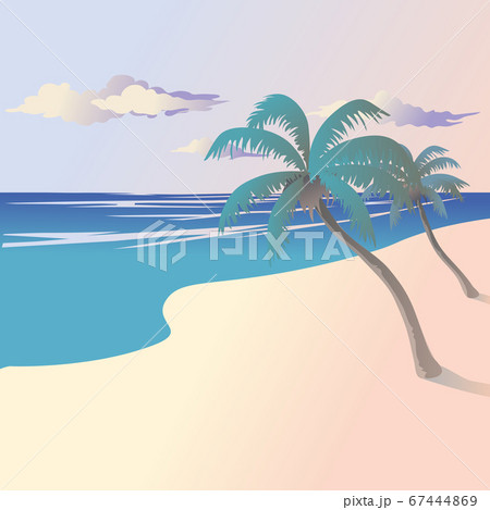 Vector illustration of the landscape of the coast by the sea with palm trees. Vector illustration of the landscape of the coast by the sea with palm trees. 67444869