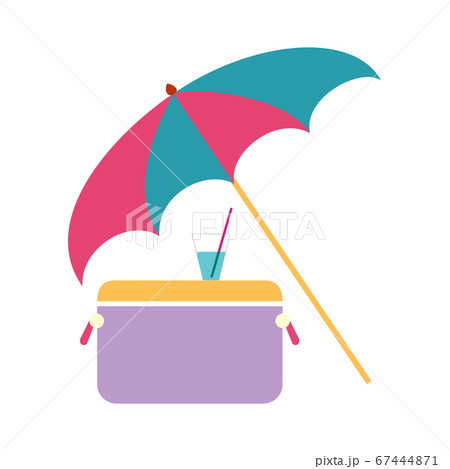 Concept sea vacation, umbrella, refrigerator and cool cocktail vector illustration 67444871