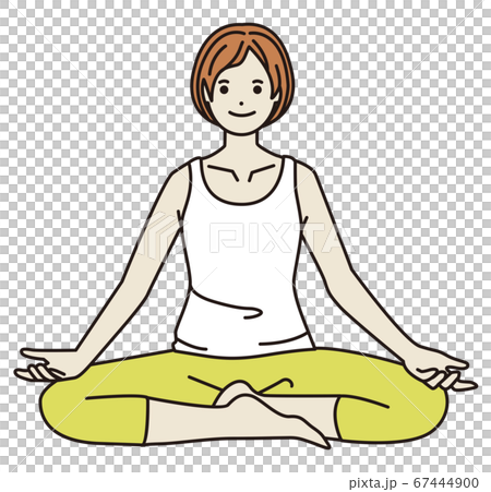 ヨガの安楽座のポーズをする女性 67444900