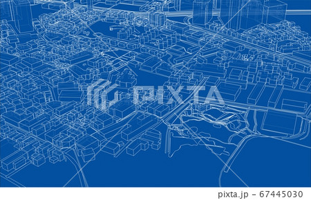 Outline city concept. Wire-frame style 67445030