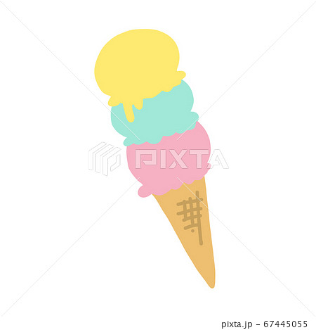 トリプルアイスクリームの手描きイラストアイコンセット 白背景 のイラスト素材