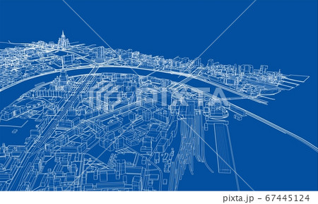 Outline city concept. Wire-frame style 67445124