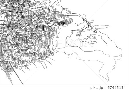 Outline city concept. Wire-frame style 67445154