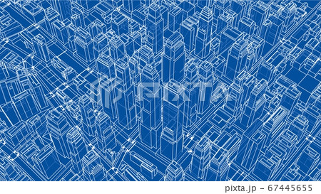 Wire-frame Twisted City, Blueprint Style Wire-frame Twisted City, Blueprint Style 67445655