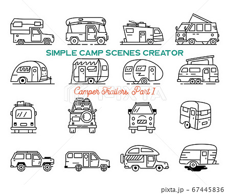 Vintage Hand Drawn Camper Recreational のイラスト素材
