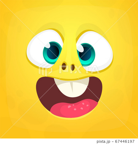 Funny cartoon monster face. Vector Halloween monster square avatar. Funny cartoon monster face. Vector Halloween monster square avatar. 67446197