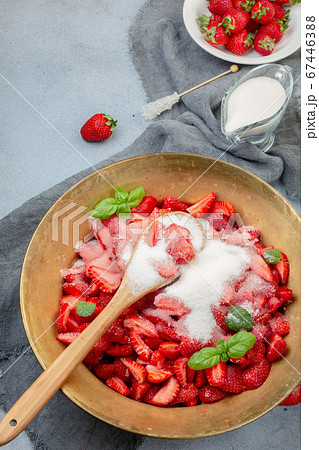 Preparation of traditional strawberry jam. 67446388