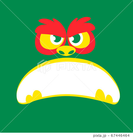 Angry cartoon monster face. Vector Halloween monster square avatar. 67446464