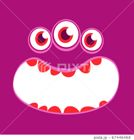 Angry cartoon monster face. Vector Halloween monster square avatar. 67446468