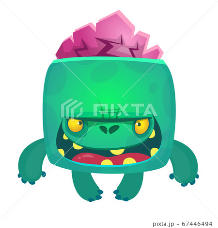 Angry tiny cartoon zombie character . Vector Halloween illustration Angry tiny cartoon zombie character . Vector Halloween illustration 67446494