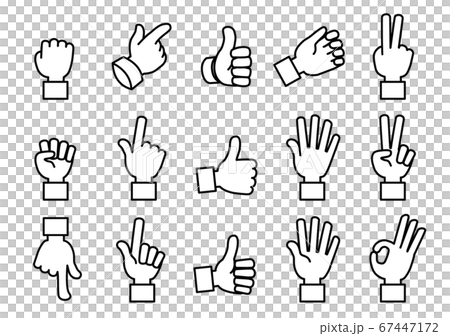 Hand illustration set monochrome 67447172