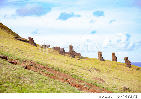 Stone statues Moai on Easter Island Rapa Nui Stone statues Moai on Easter Island Rapa Nui 67448371