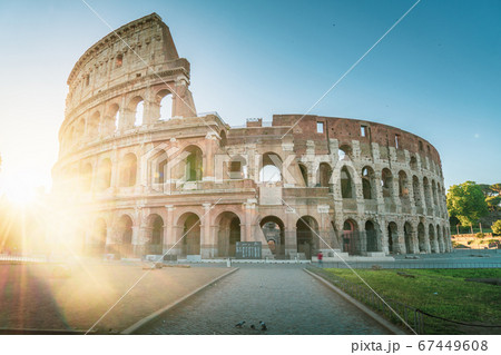 Colosseum in Rome and morning sun, Italy 67449608