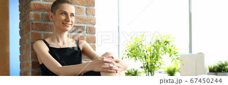 Big window and green plant 67450244