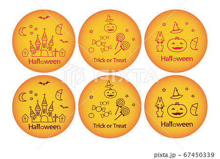 ハロウィン 円形の中の線画素材 円形の中の線画素材 67450339