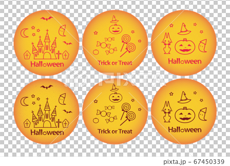 ハロウィン 円形の中の線画素材 円形の中の線画素材 67450339