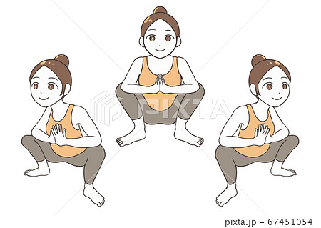 ヨガ 花輪のポーズ ヨガ 花輪のポーズ 67451054