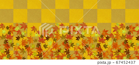 市松模様と紅葉の背景素材 67452437
