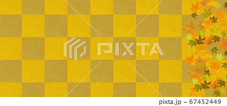 市松模様と紅葉の背景素材 67452449