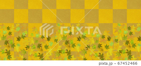 市松模様と紅葉の背景素材 67452466