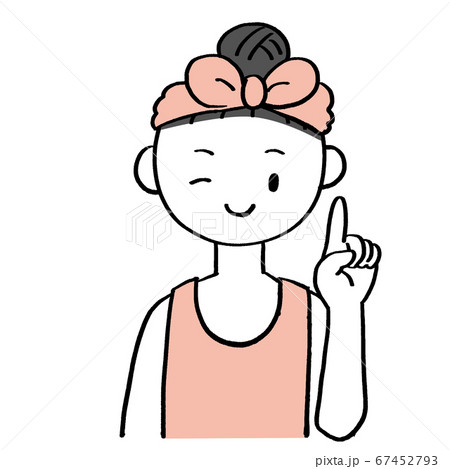 ウインクで指さすキャミソール姿の女性シンプルのイラスト素材