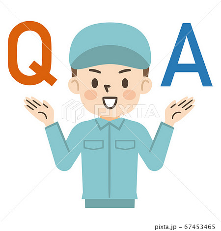 Q＆Aに答える男性作業員 67453465