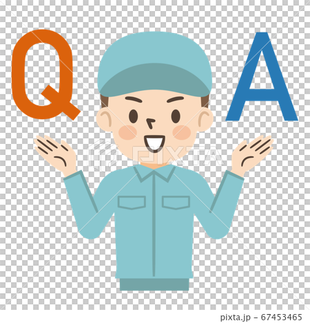 Q＆Aに答える男性作業員 67453465