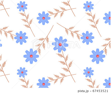 コスモスの花柄のシームレスパターン カラフルな花びらの背景画像 のイラスト素材