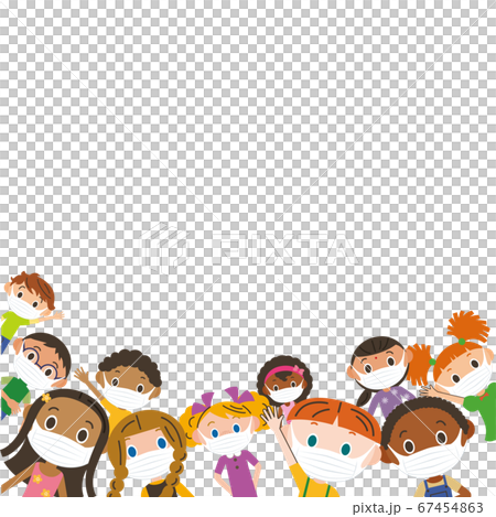 マスクをして感染予防をする子供達 67454863
