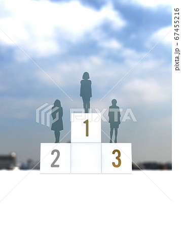 順位付けされる女性のシルエット 3dcgイラストのイラスト素材