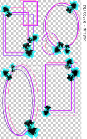 Vertical 4 types of light blue goldfish vertical frame (purple) Vertical 4 types of light blue goldfish vertical frame (purple) 67455762