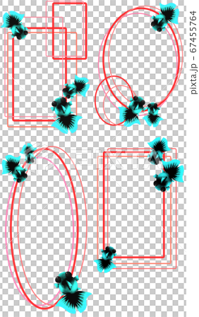 Vertical 4 types of light blue goldfish (red) Vertical 4 types of light blue goldfish (red) 67455764